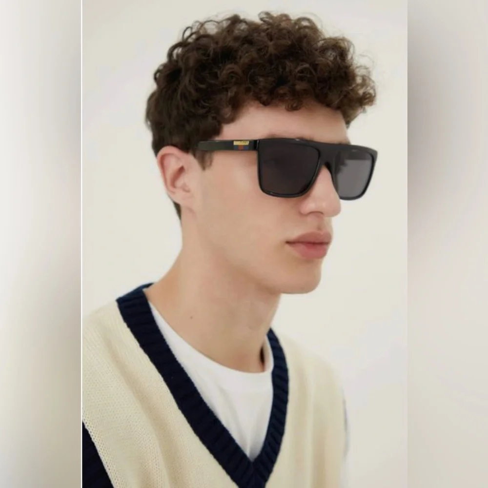 New - GUCCI Grey Rectangular Men's Sunglasses GG0746S 001 57